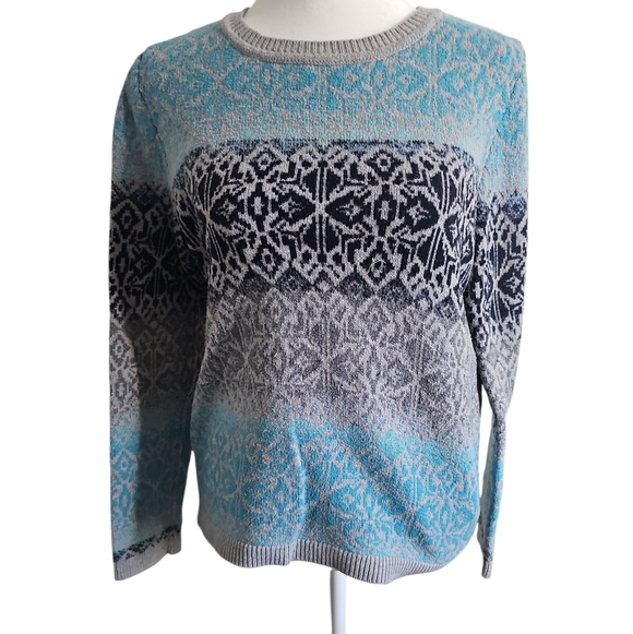 Talbots Lambswool Fair Isle Crewneck Pullover Sweater Medium - Picture 1 of 4